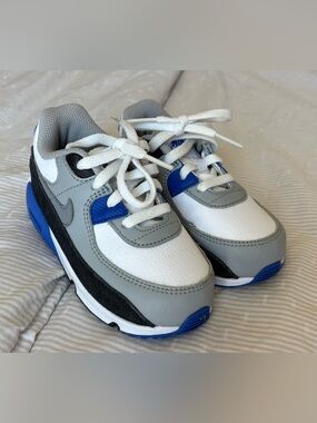 Nike Kids Grey White Blue Lace-Up Sneakers